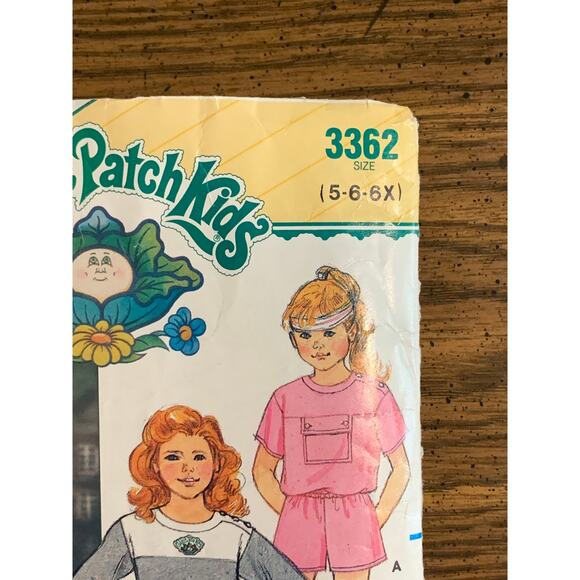 VTG Butterick Cabbage Patch Kids Pattern #3362 Top Shorts Pants Culottes 5-6-6X - Picture 5 of 8